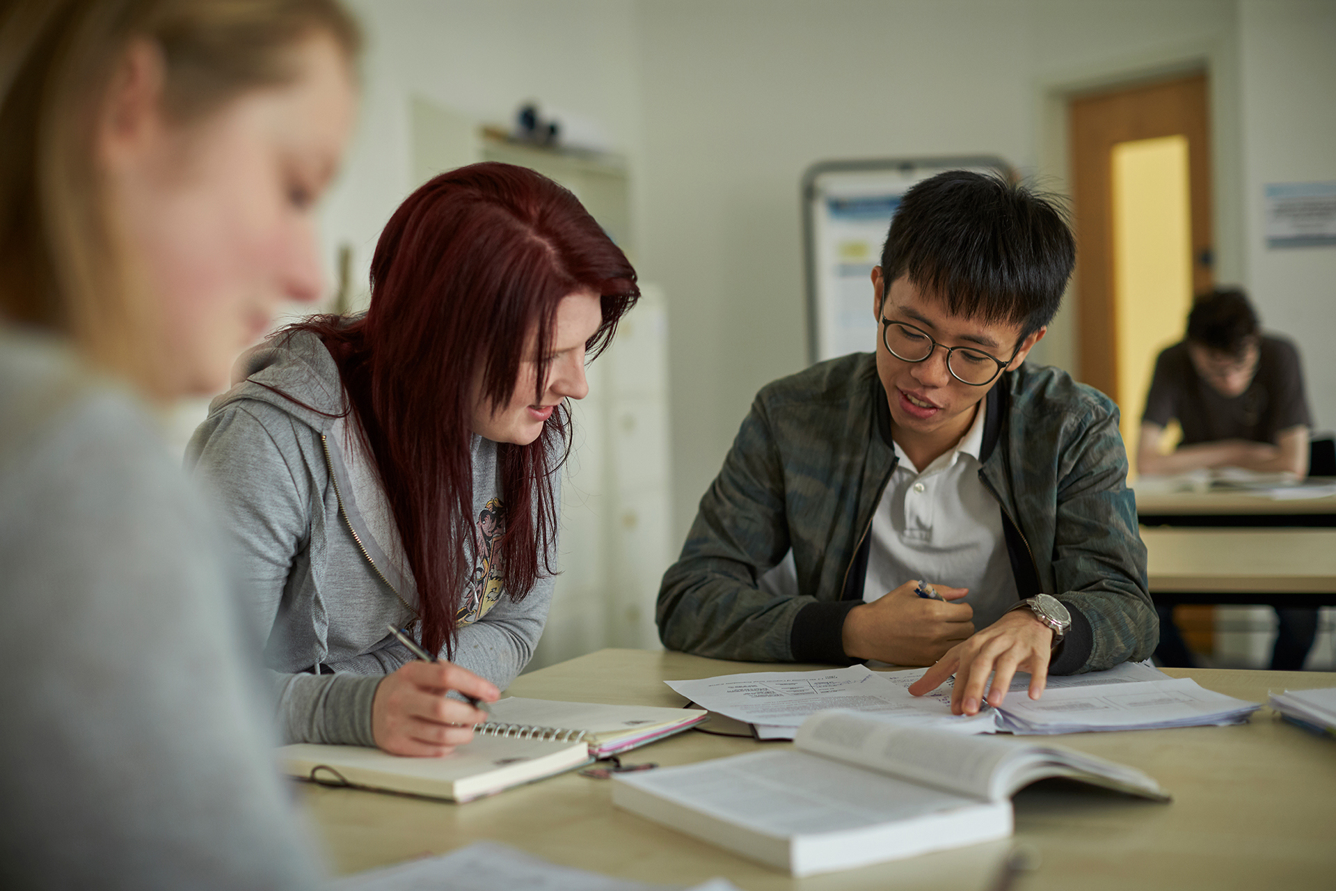 A picture of students working together