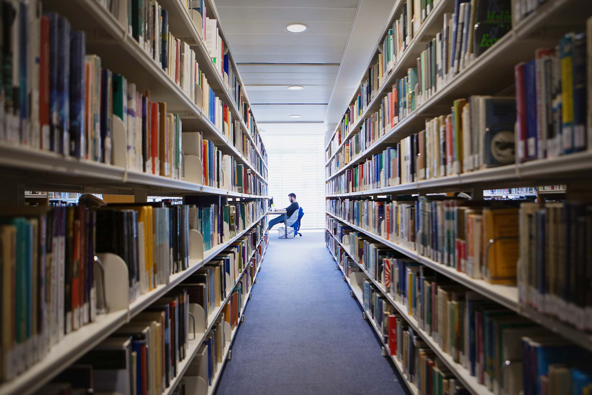 Student in library