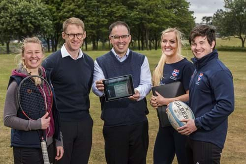 Abertay's Prof David Lavallee with staff and students from St Andrews University