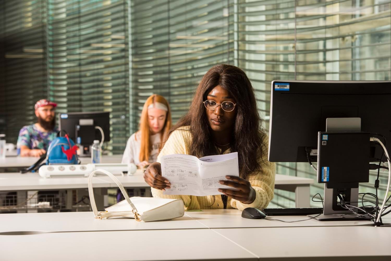 Girl studying in Abertay library